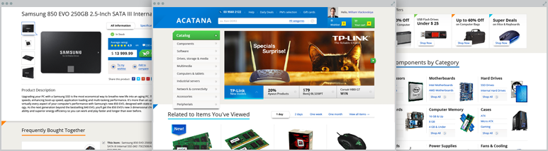 Development Acatana – prototyping and design for the large-scale PC accessories and hardware online store (Australian market)