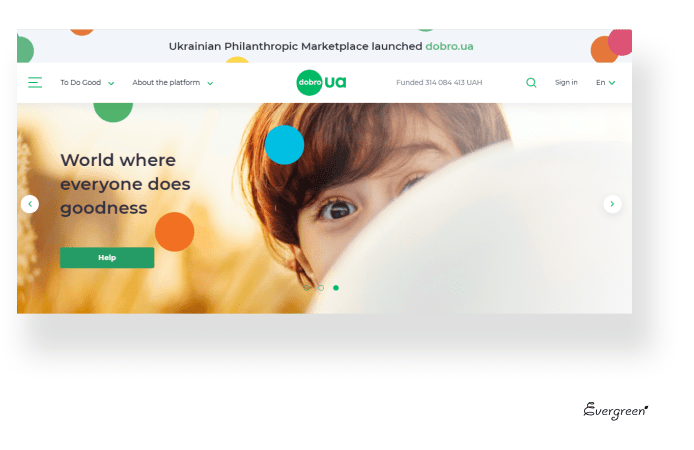 dobro.ua - a platform created by Evergreen